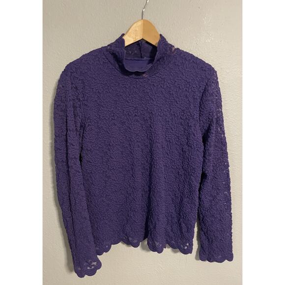 Coldwater Creek Womens Top Size Large Purple Floral Embroidered Romantic Fairy - Picture 1 of 8